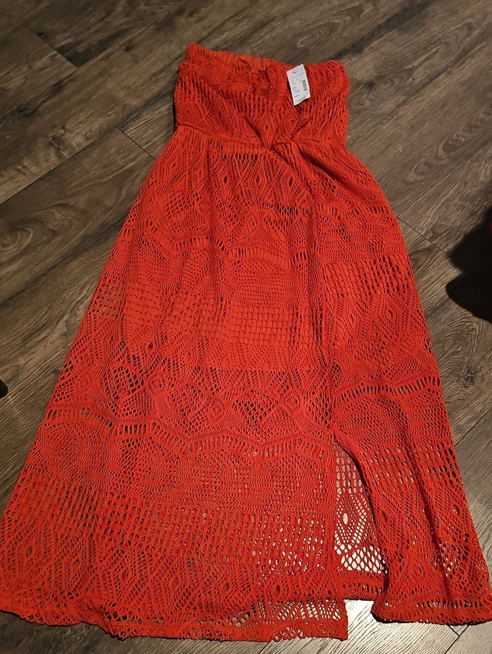 NWT Maurices Strapless Crochet Mini Dress Burnt Orange Small Women